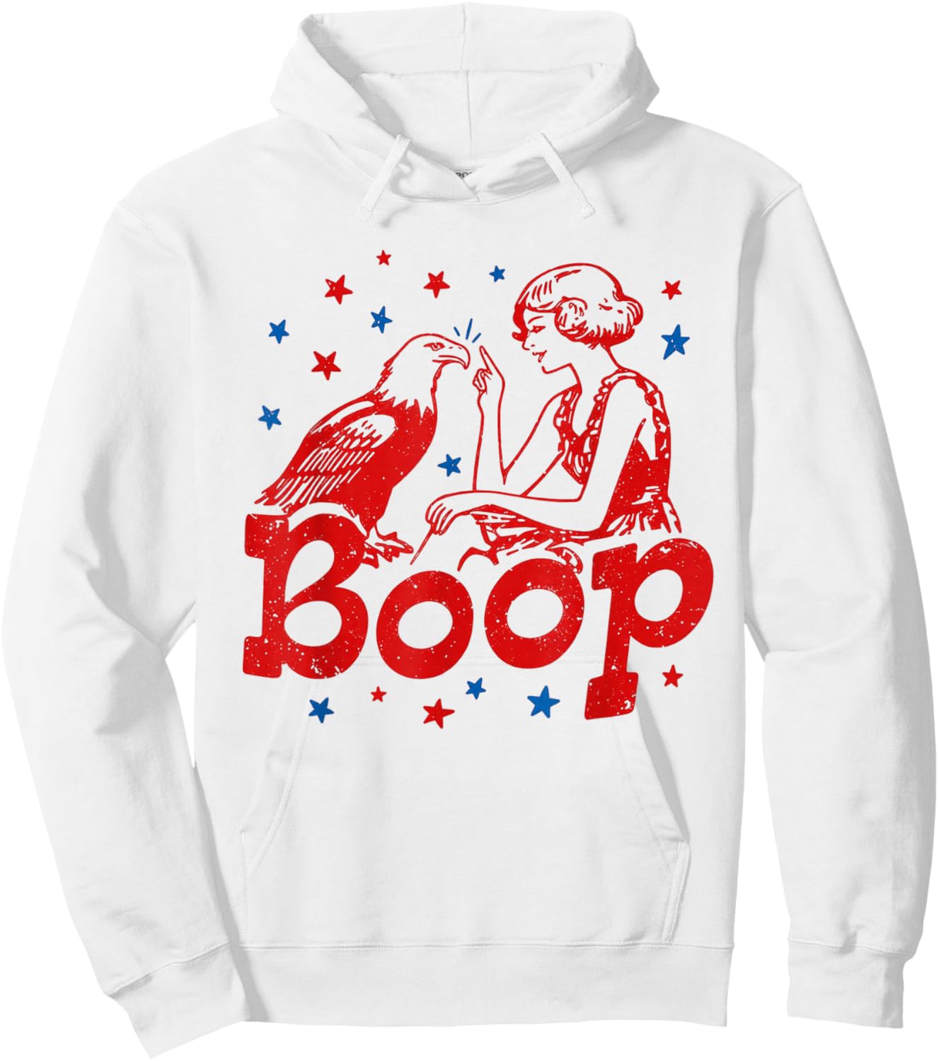 Boop Eagle Patriotic July Fourth Humor Hoodie - Hoodie | White