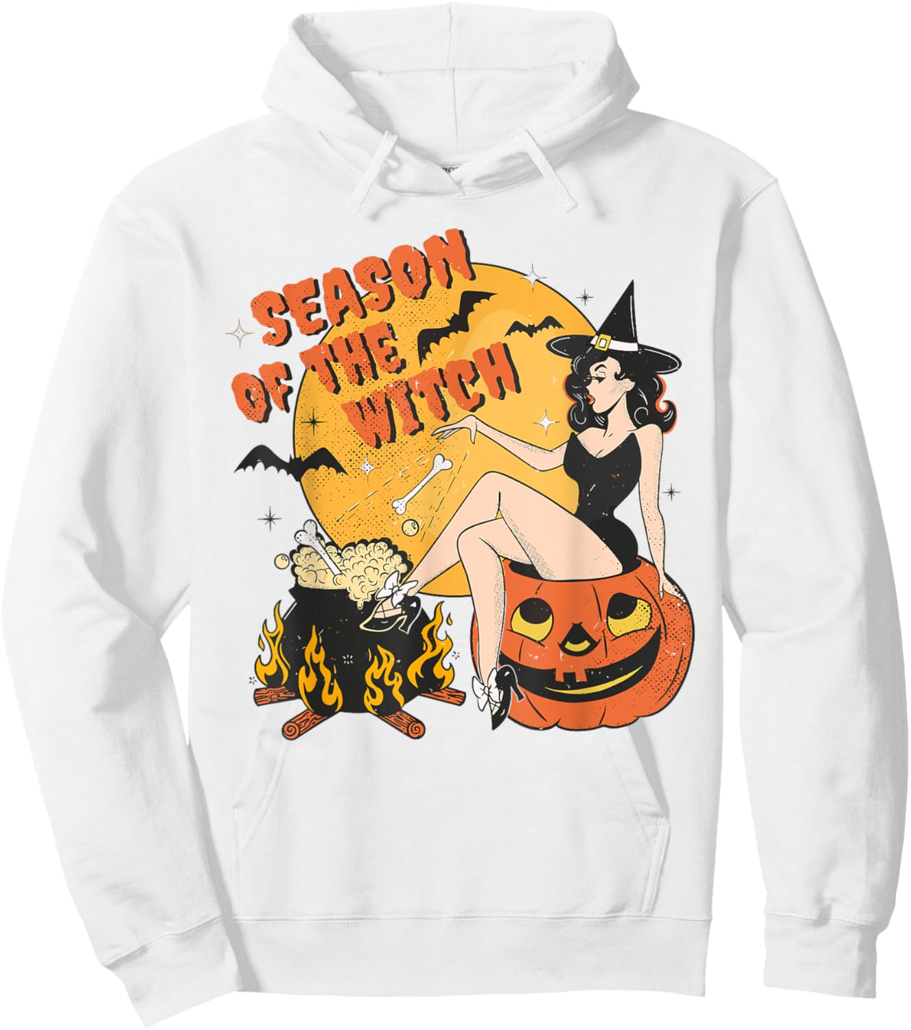 Retro Season of the Witch Halloween Salem Witch Hoodie - Hoodie | White