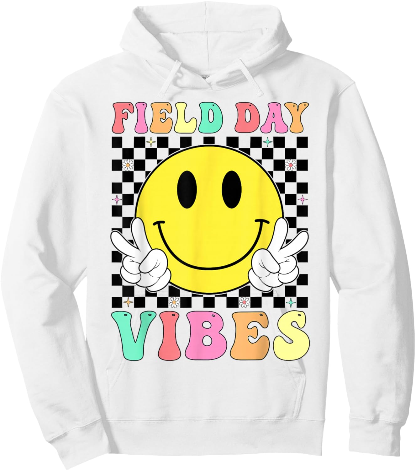 Field Day Vibes Retro Smile Face Teacher Kids Field Day 2026 Hoodie - Hoodie | White