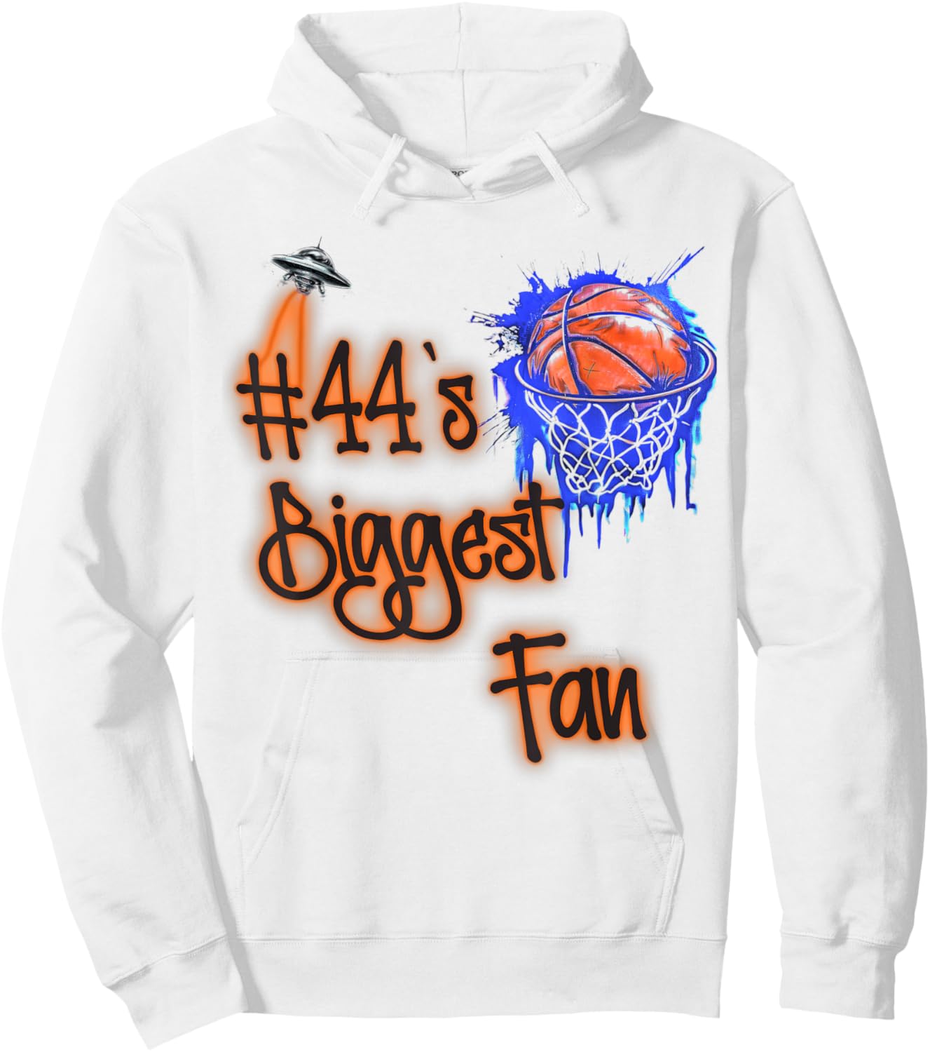 #44 Biggest Fan of Basketball Player Number 44 Dad Mom Hoodie - Hoodie | White