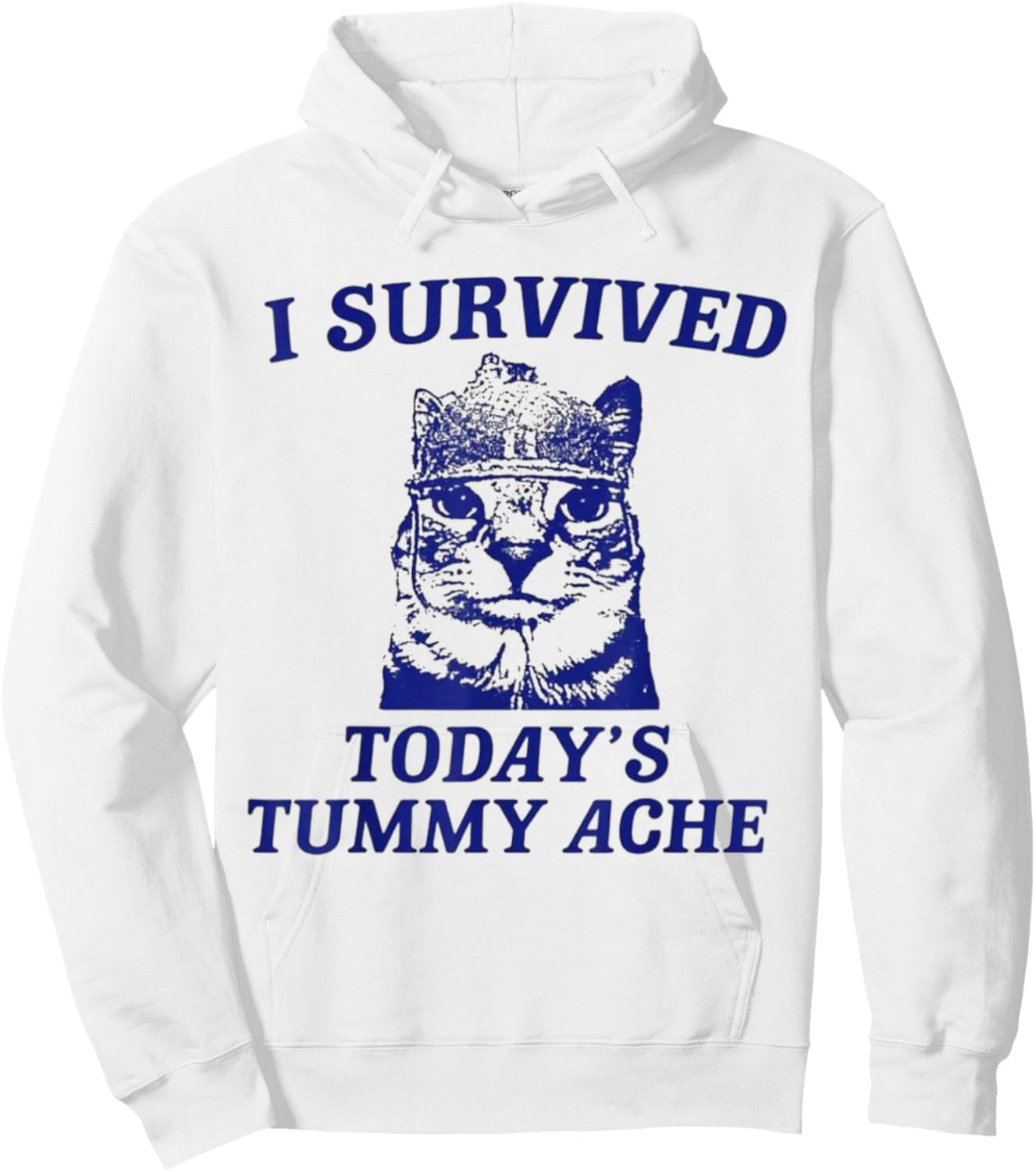 I survived today's tummy ache Cat Hoodie - Hoodie | White