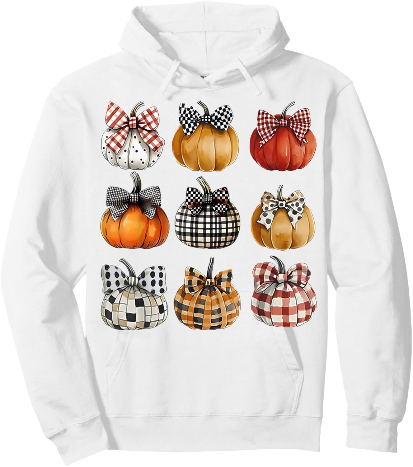 Coquette Bow Pumpkin Season Thanksgiving Autumn Fall Leaves Hoodie - Hoodie | White