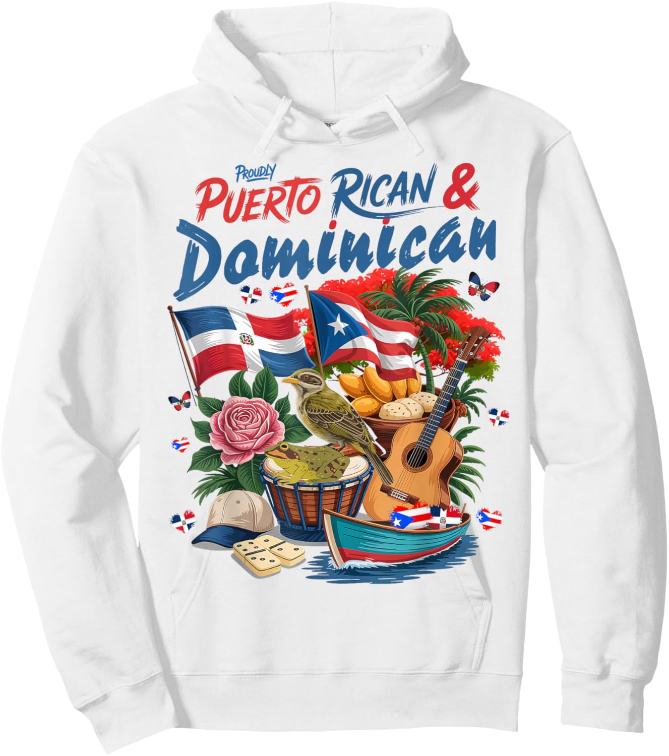 Dominican & Puerto Rican Flag Idea Dominican Theme Hoodie - Hoodie | White