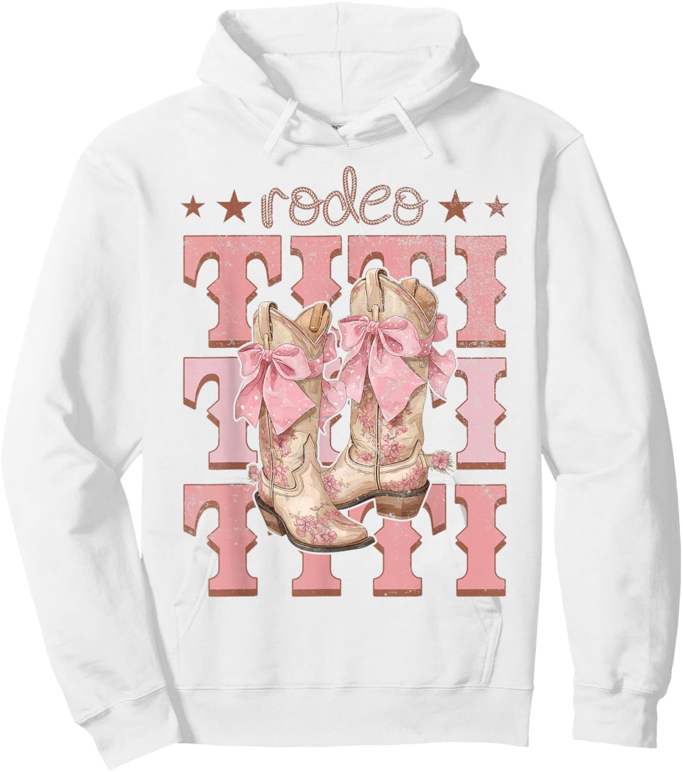 Rodeo Titi Pink Boots Coquette Cow-Girl Birthday Party Hoodie - Hoodie | White