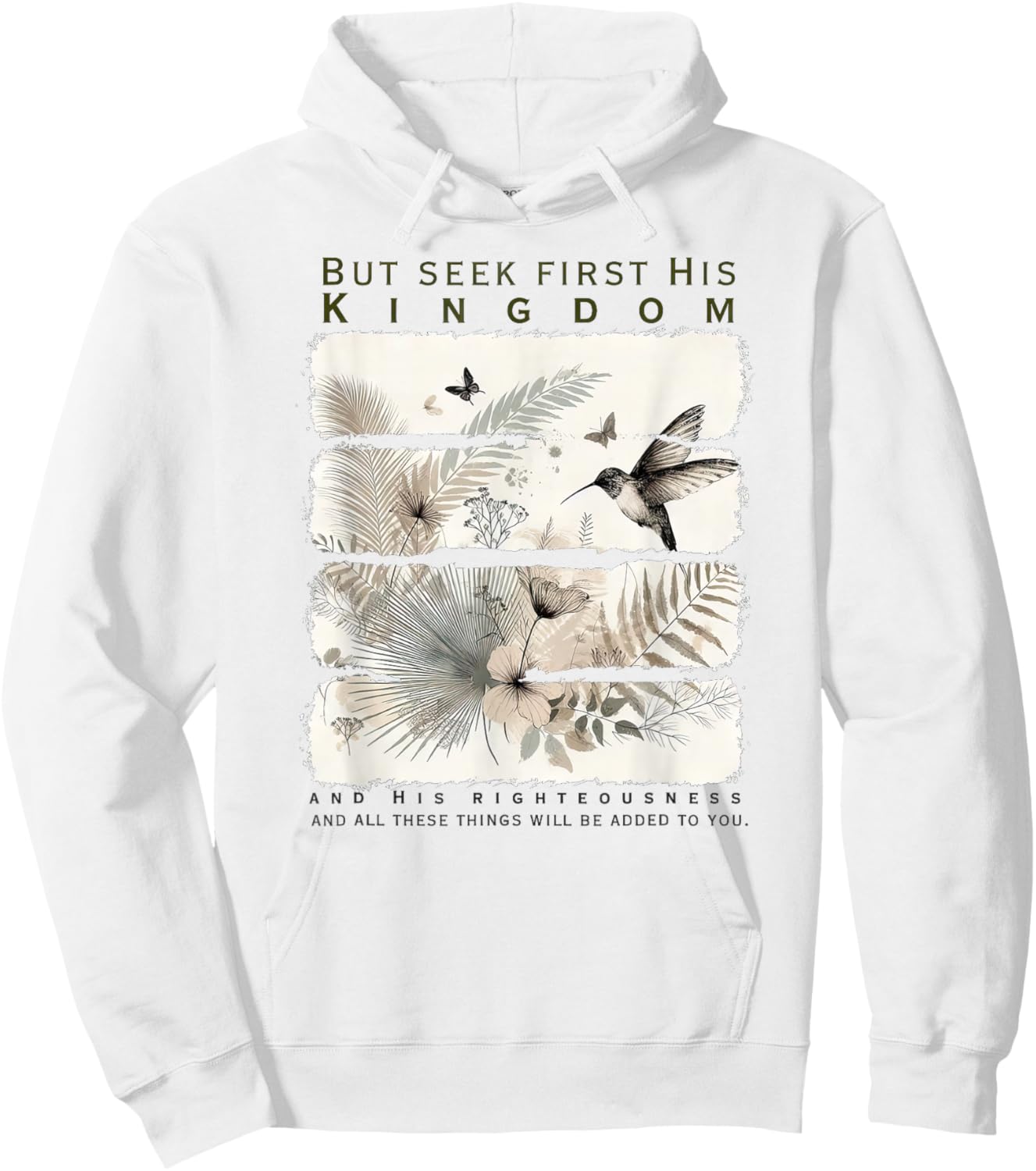 Women's Seek First The Kingdom of God Christian Bible Verse Hoodie - Hoodie | White