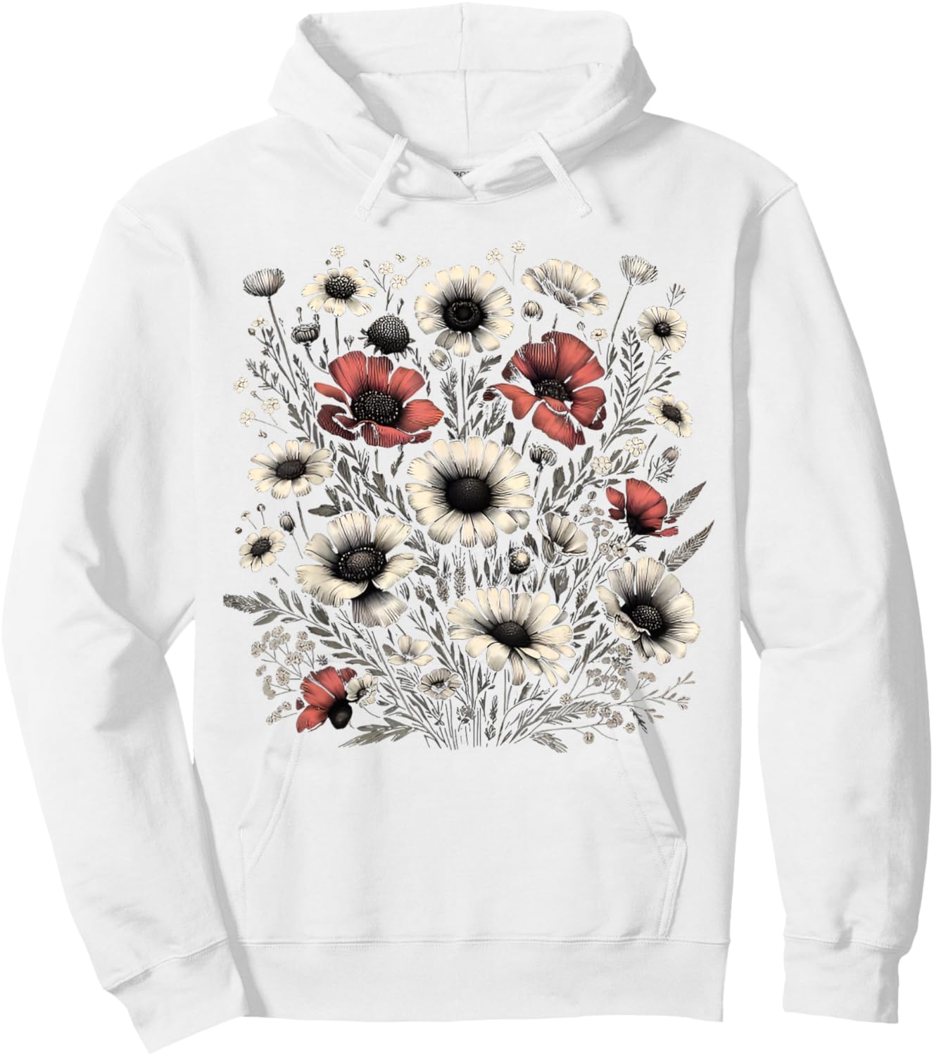 Vintage Flowers Women Wildflower Graphic Floral Gardening Hoodie - Hoodie | White