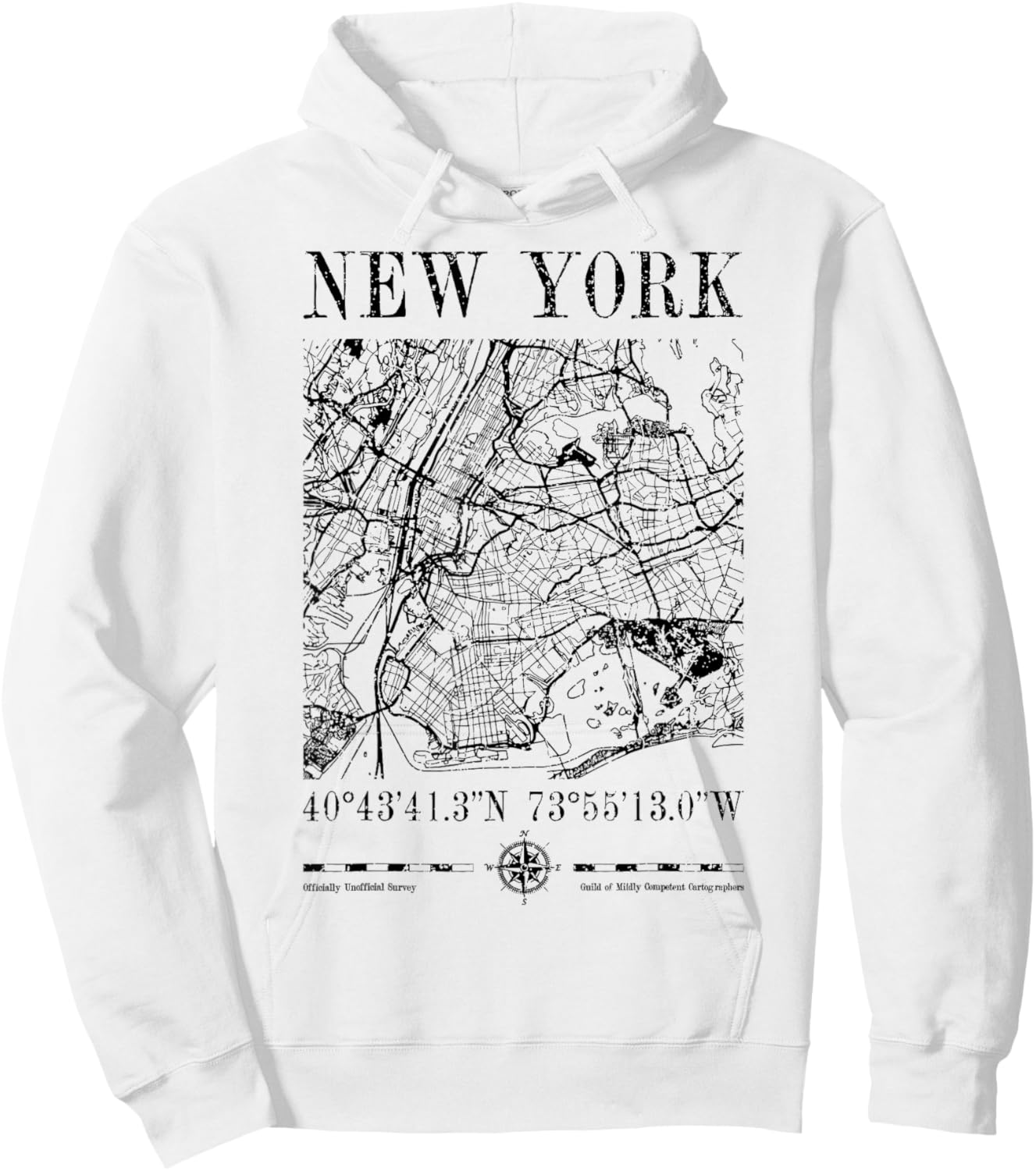 New York City Map NYC NY Vintage Funny Cartography Hoodie - Hoodie | White