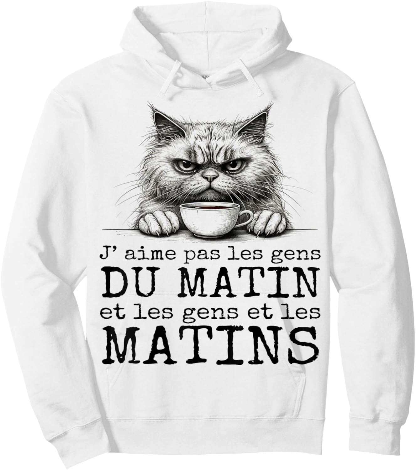 I Love Not Morning People Humor Cat Sarcasm Gift Hoodie - Hoodie | White