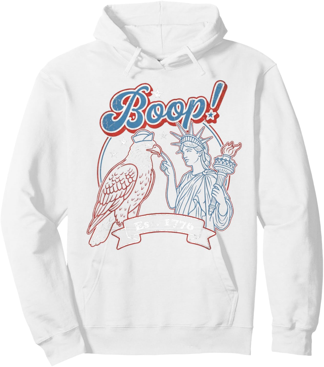 Boop 4th of July Retro Eagle Liberty America Vintage USA Hoodie - Hoodie | White