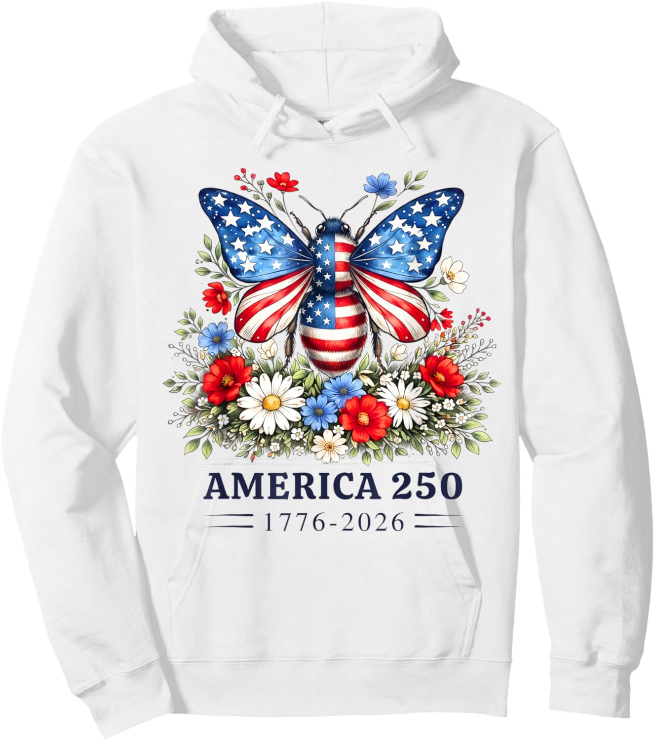 250th Anniversary Patriotic Bee USA Flag 4th of July Outfits Hoodie - Hoodie | White