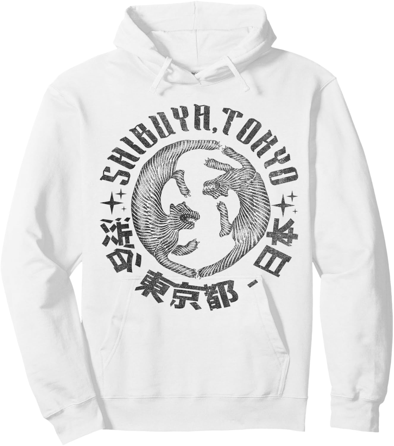 Shibuya Tokyo Tiger - Vintage Japan Streetwear Tiger Hoodie - Hoodie | White