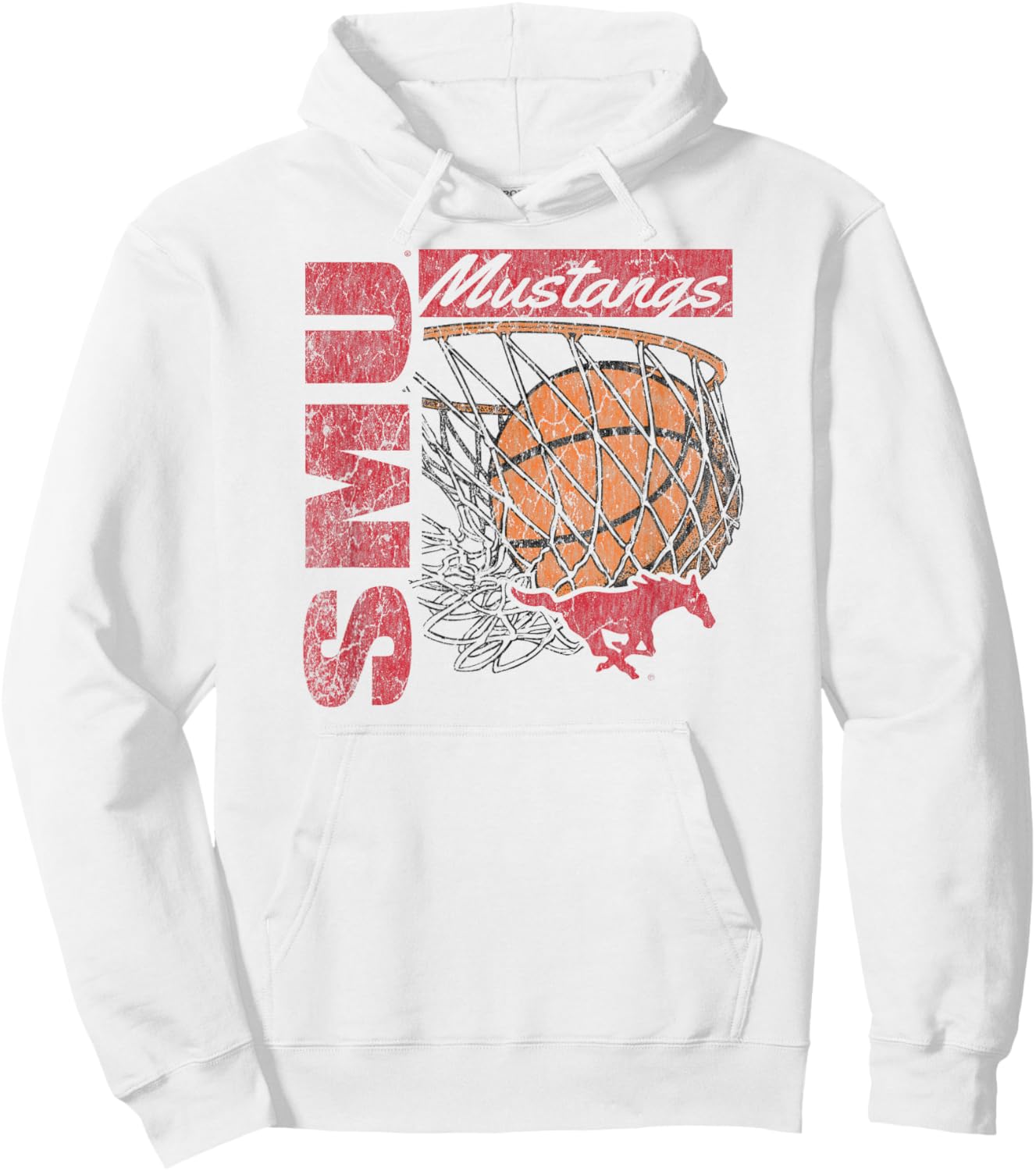 SMU Mustangs Vintage Basketball 90's White Hoodie - Hoodie | White
