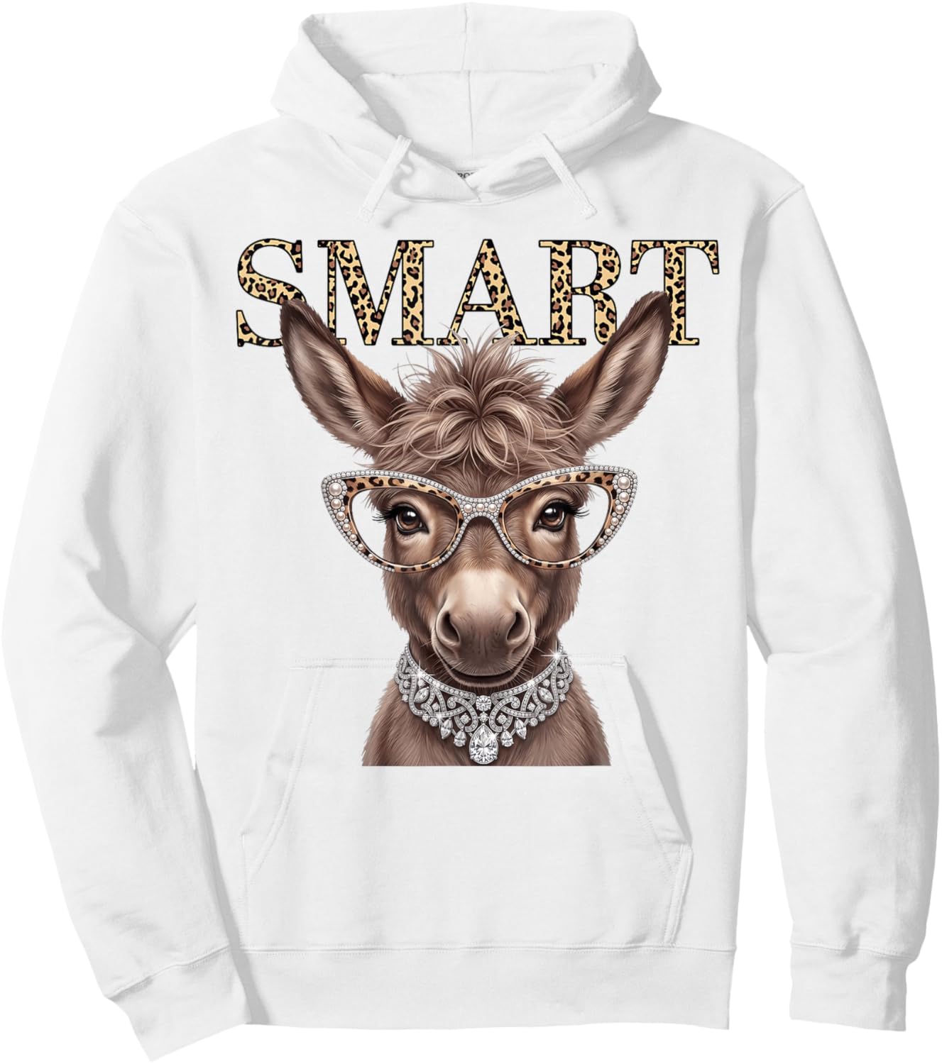 Smart Donkey Leopard Glasses Funny Meme Smart Donkey Ass Hoodie - Hoodie | White