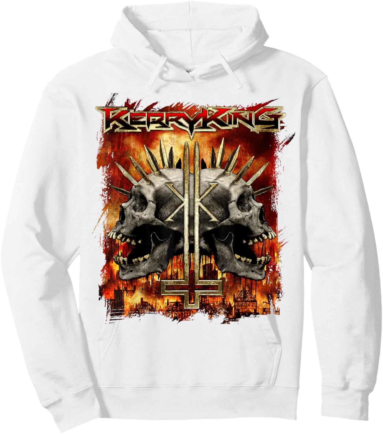 Kerry King – Spikey Double Skull Hoodie - Hoodie | White