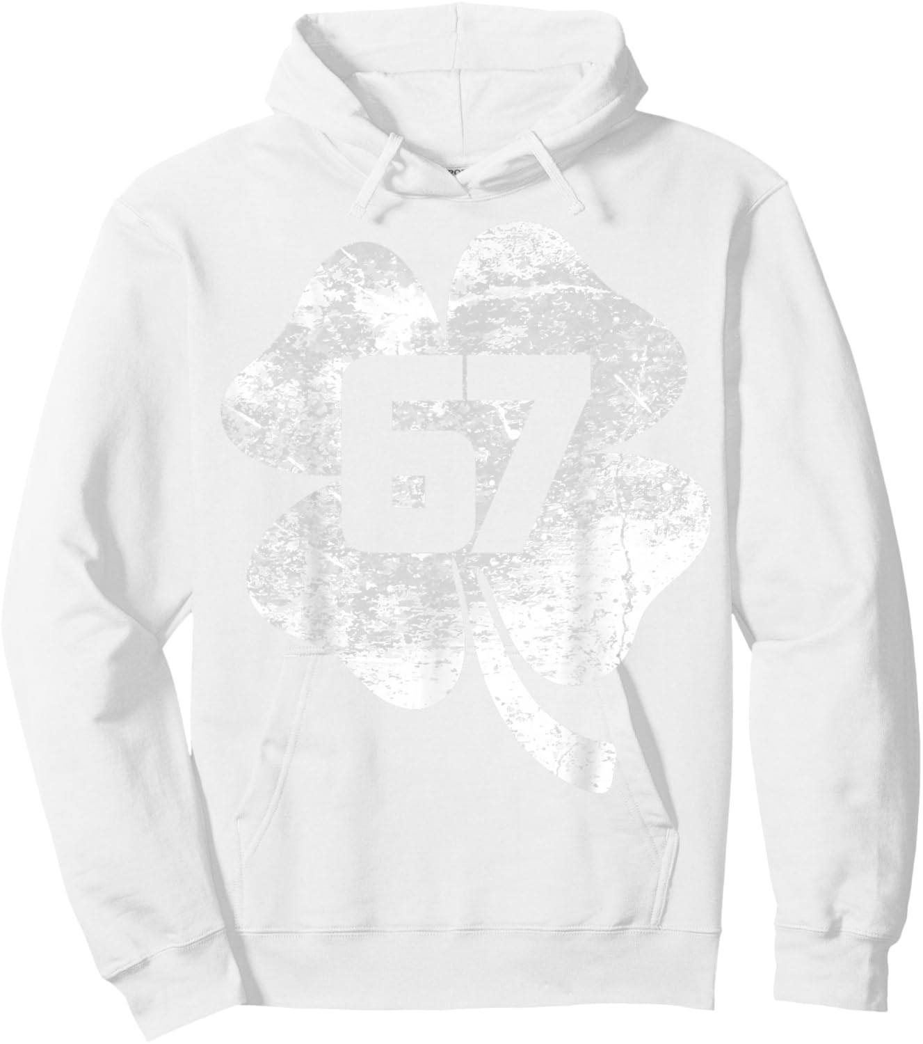 Lucky 67 Clover Green Shamrock St Patrick Vintage Design Hoodie - Hoodie | White