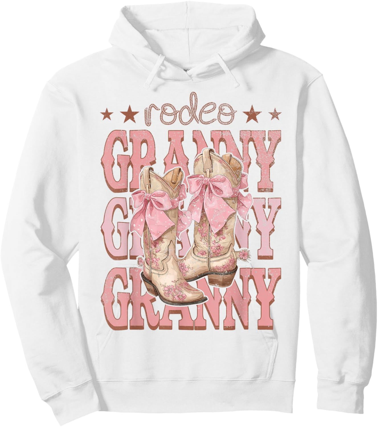 Rodeo Granny Pink Boots Coquette Cow-Girl Birthday Party Hoodie - Hoodie | White