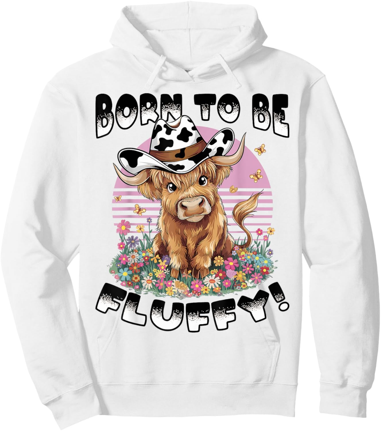 Scottish Highland Cow Born to be Fluffy! Hoodie - Hoodie | White