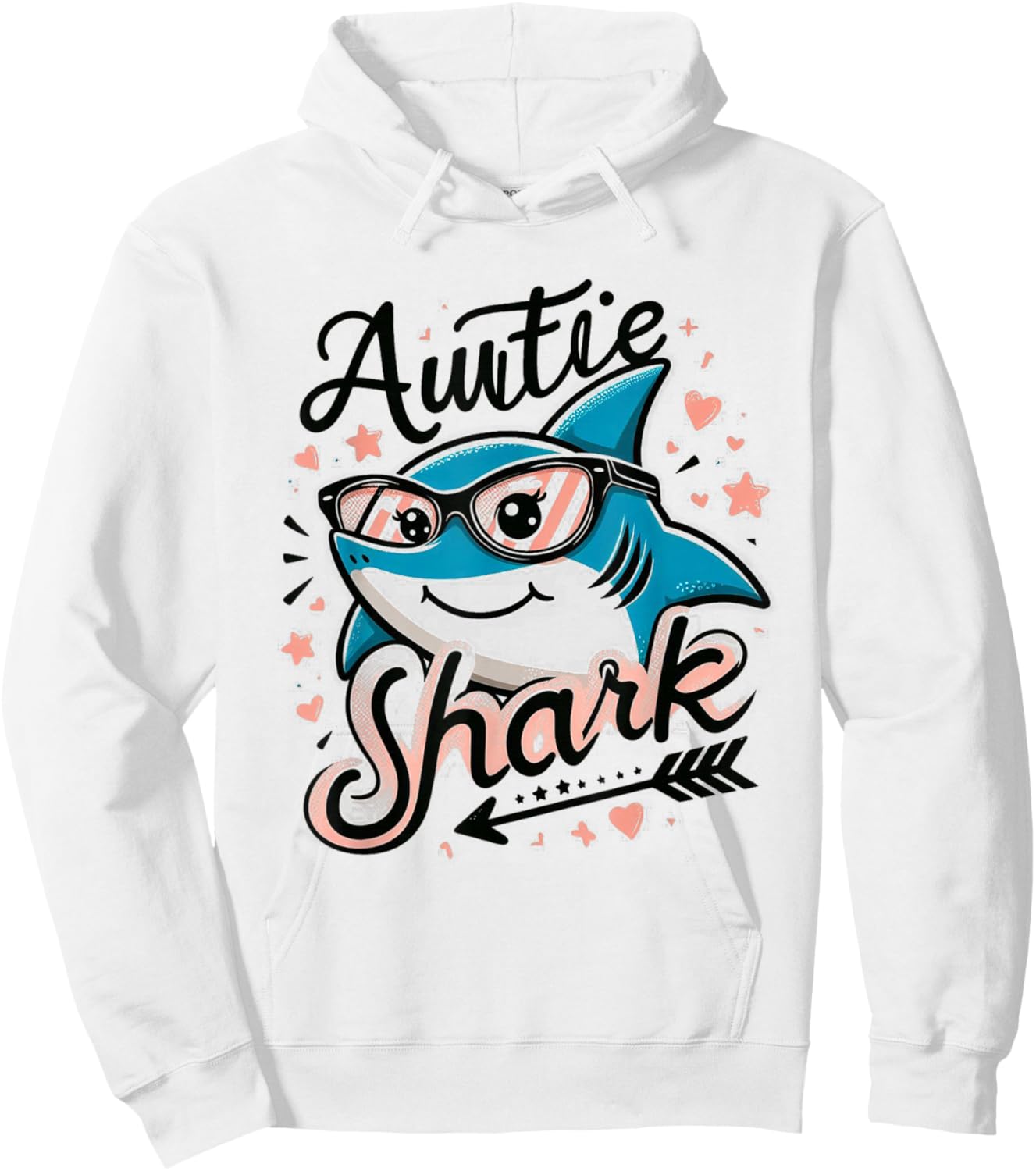 Auntie Shark Funny Shark Matching Family Hoodie - Hoodie | White