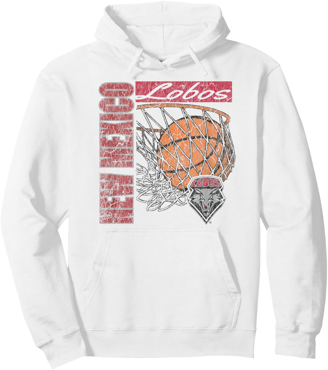 New Mexico Lobos Vintage Basketball 90's White Hoodie - Hoodie | White