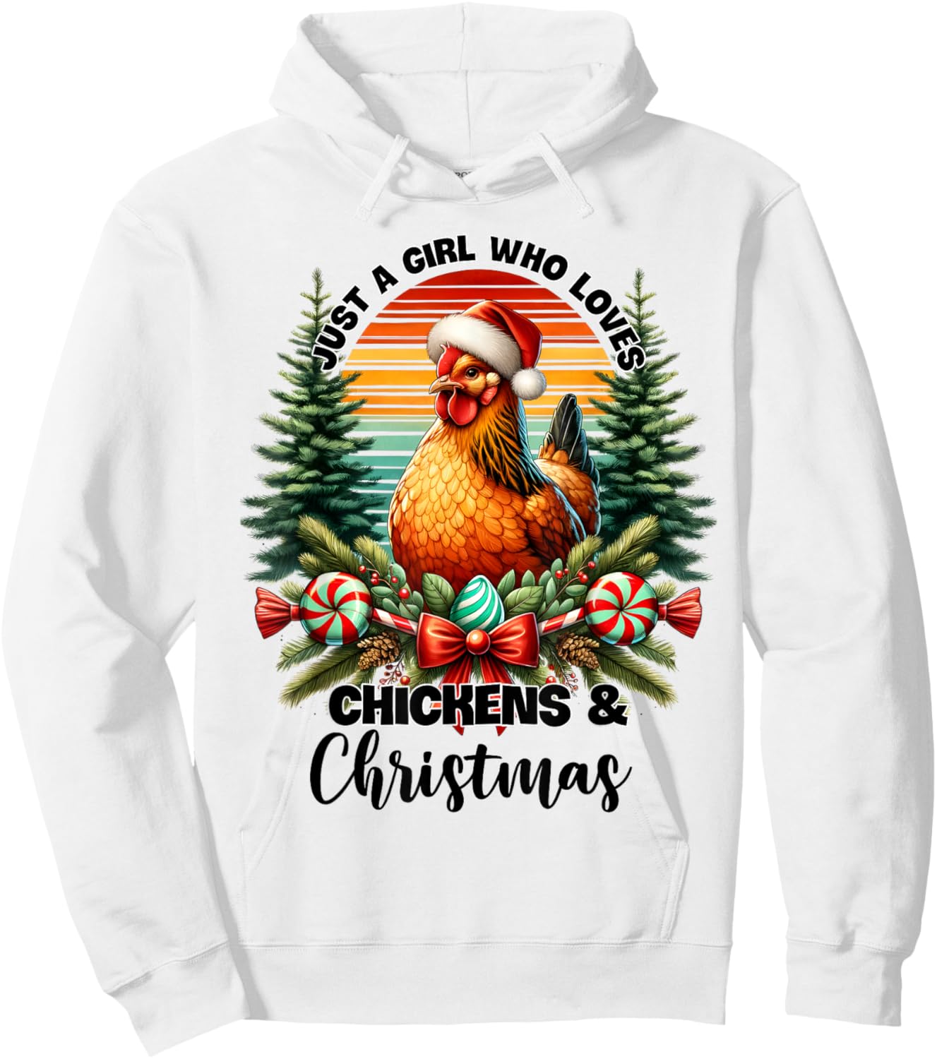 Just a girl who loves Christmas and chickens Hoodie - Hoodie | White