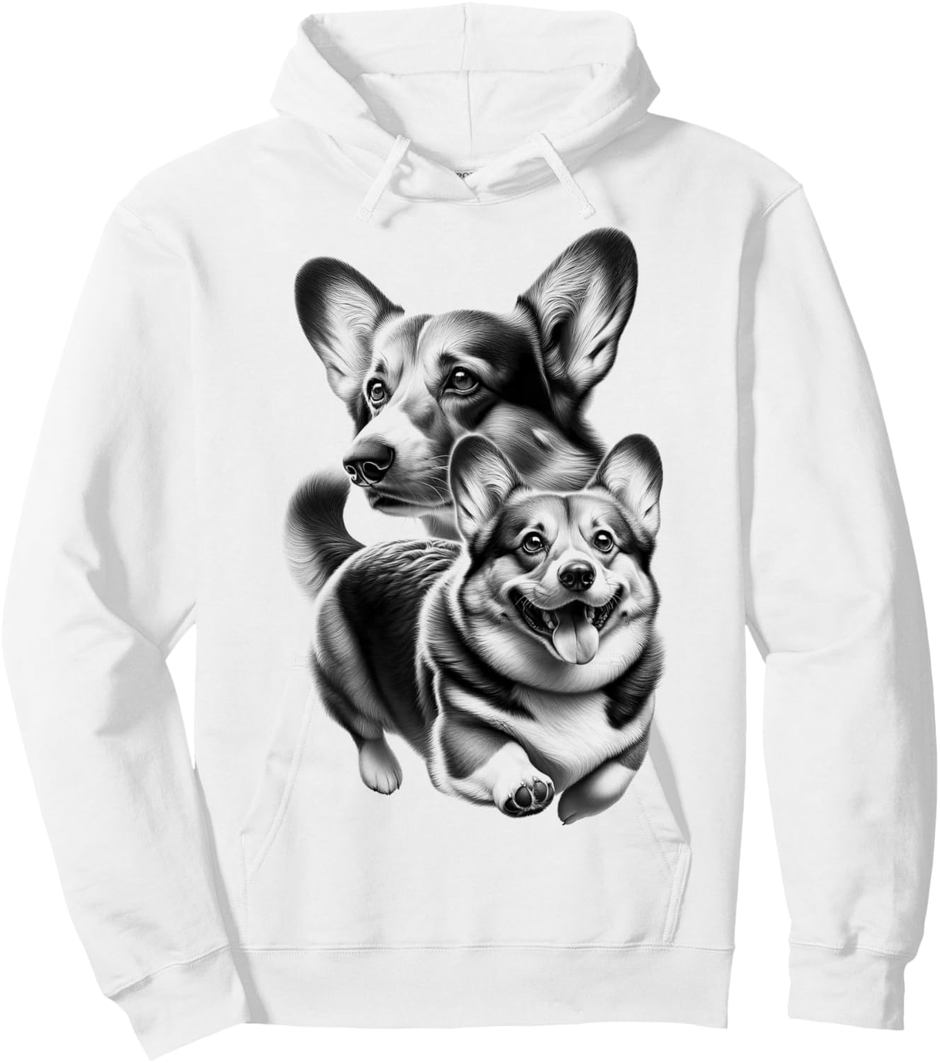 Cute Corgi as a Cool Portrait Hoodie - Hoodie | White