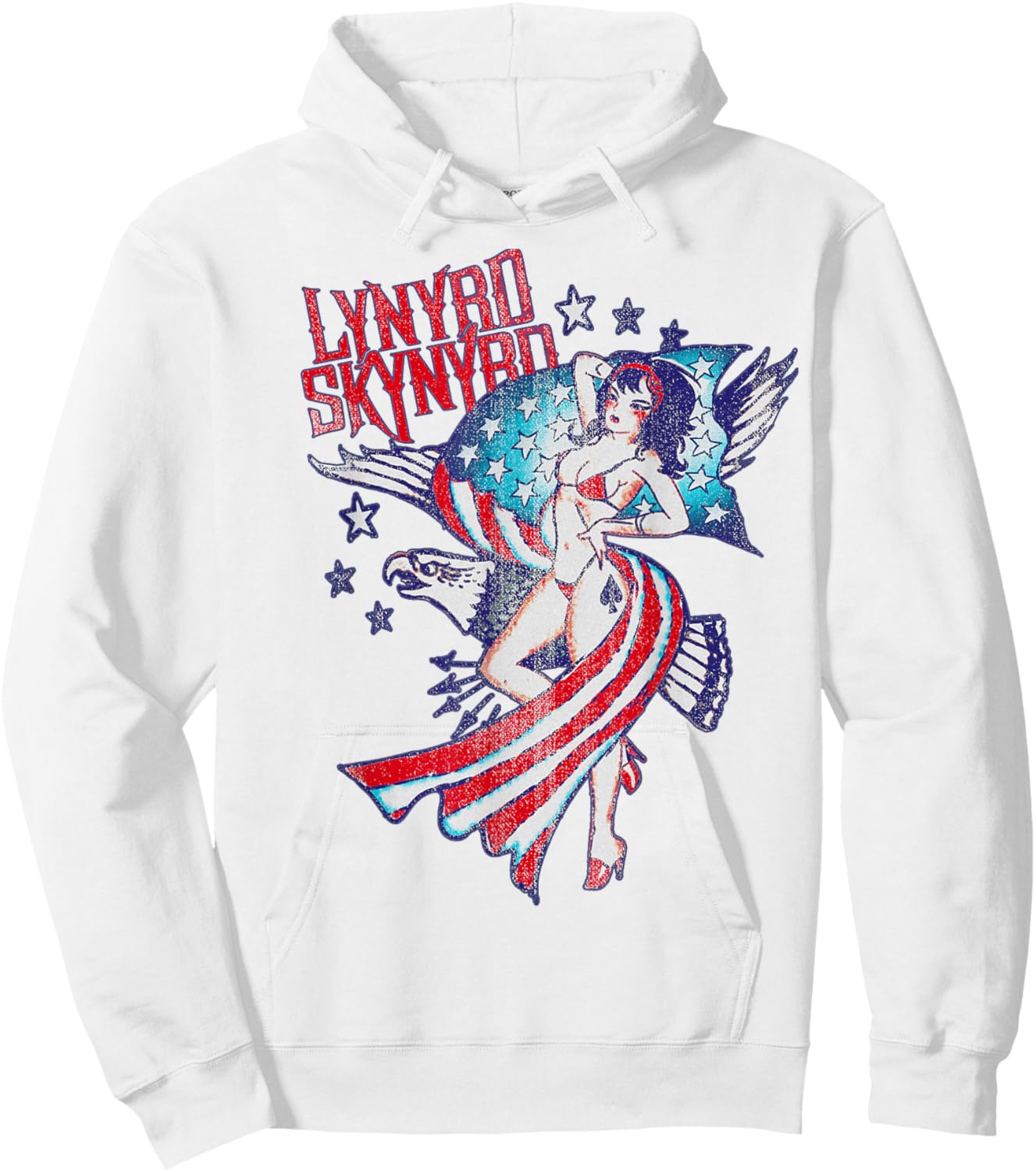 Lynyrd Skynyrd Lady Liberty Eagle Stars Stripes US Rock Flag Hoodie - Hoodie | White