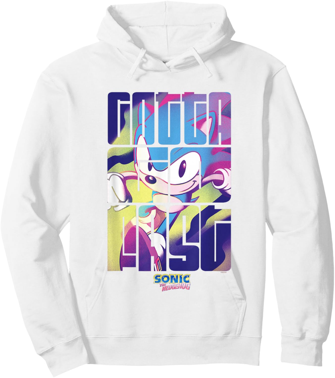 Sonic The Hedgehog Gotta Go Fast Vintage Logo Hoodie - Hoodie | White