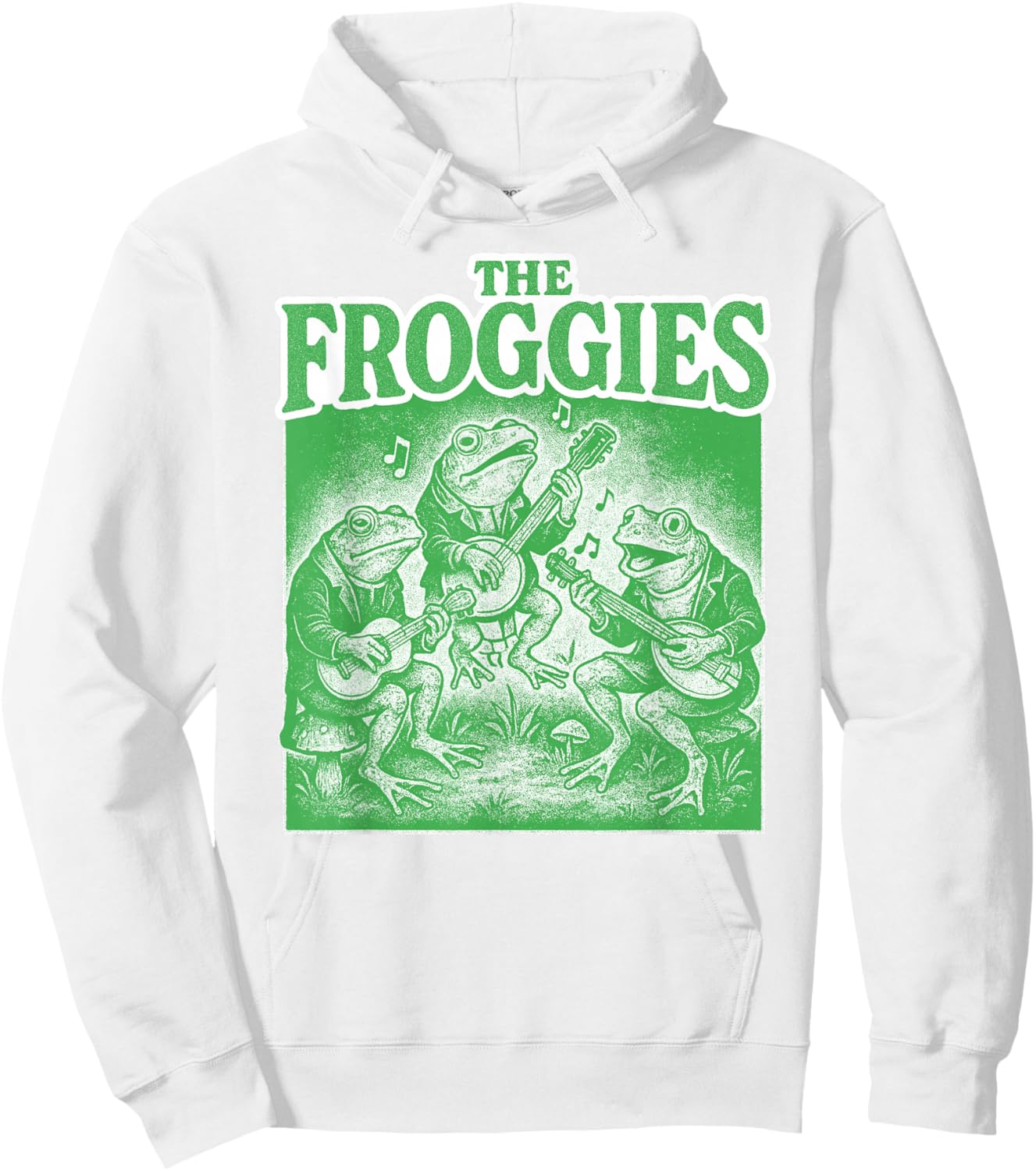 The Froggies Frog Band Art - Vintage Musical Frogs Hoodie - Hoodie | White