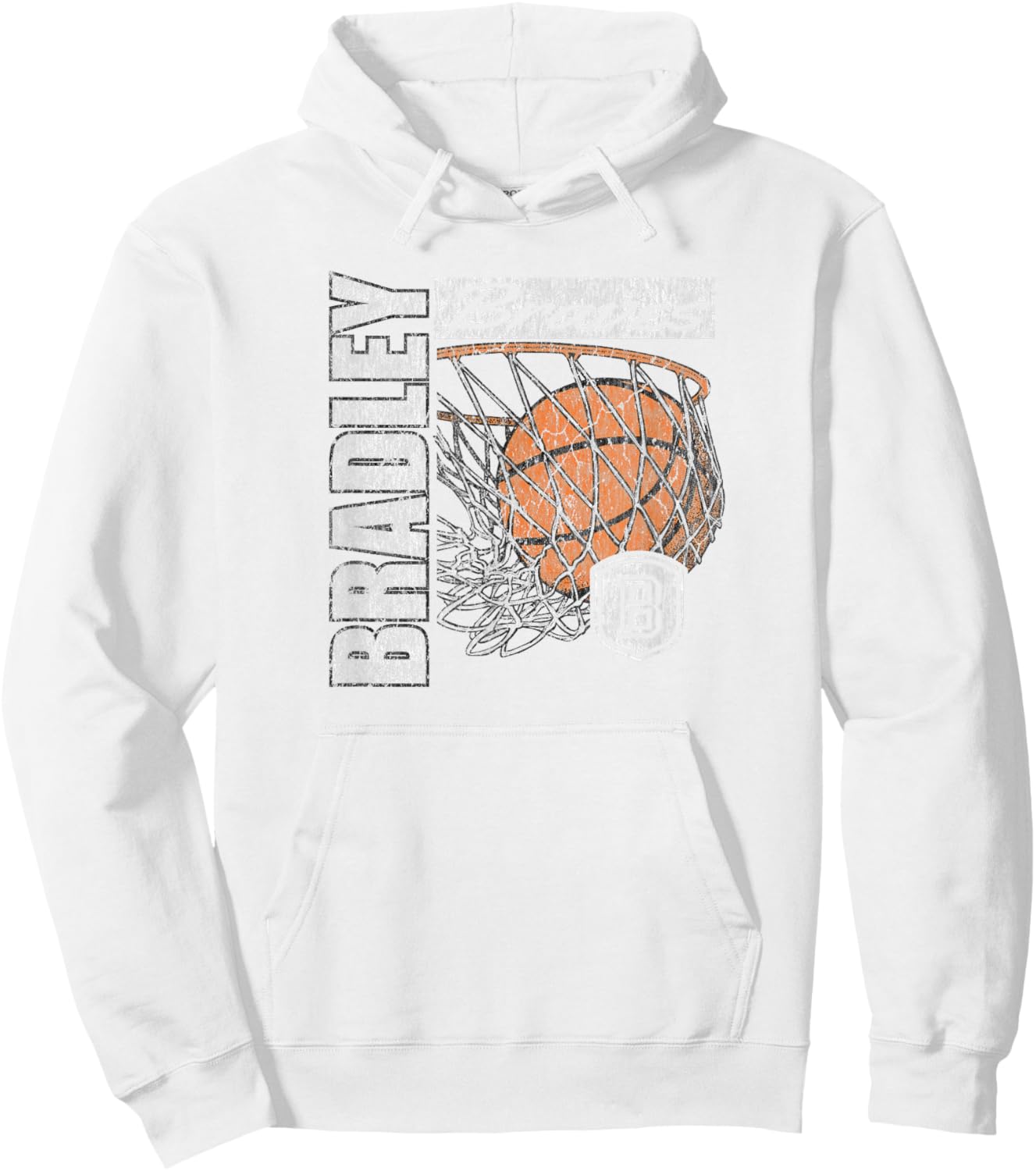 Bradley Braves Vintage Basketball 90's Red Hoodie - Hoodie | White