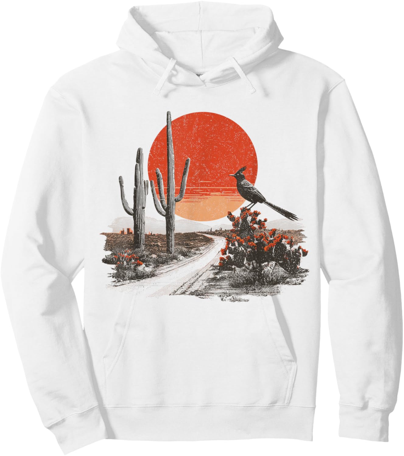 Roadrunner Bird Desert Cactus Arizona New Mexico Nevada Hoodie - Hoodie | White