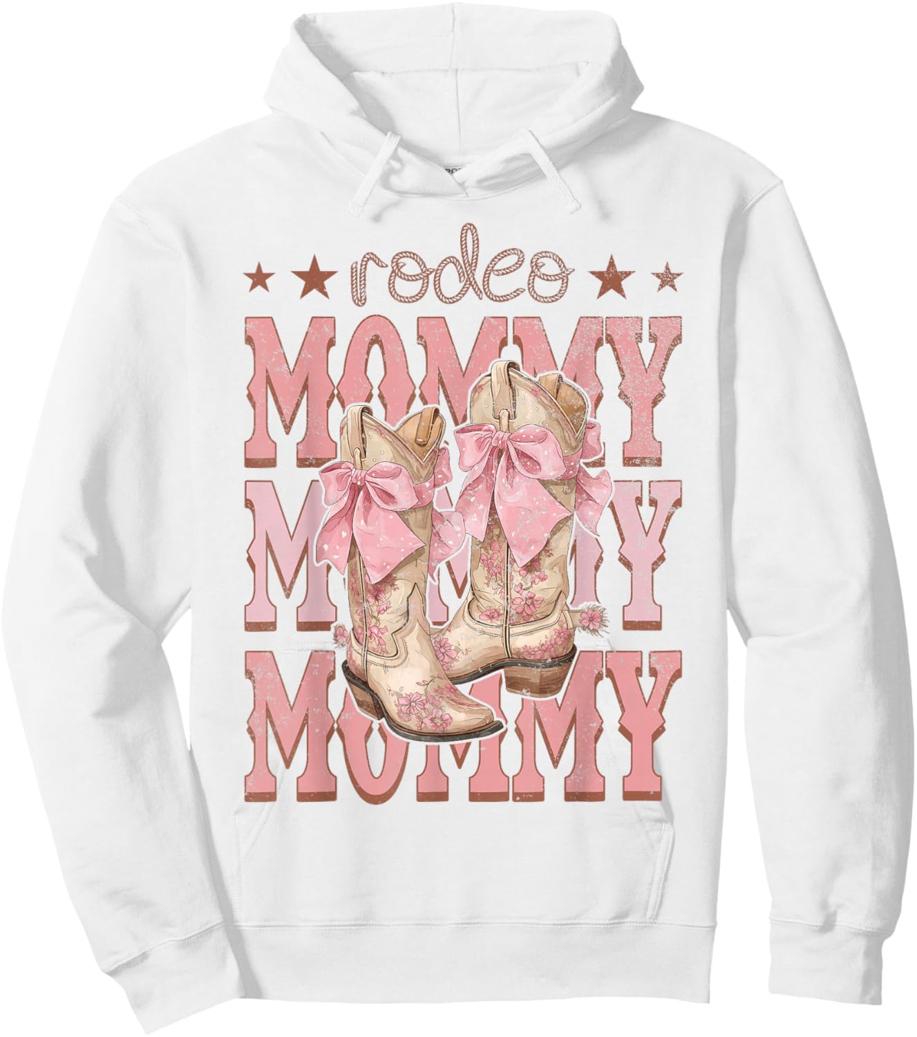 Rodeo Mommy Pink Boots Coquette Cow-Girl Birthday Party Hoodie - Hoodie | White