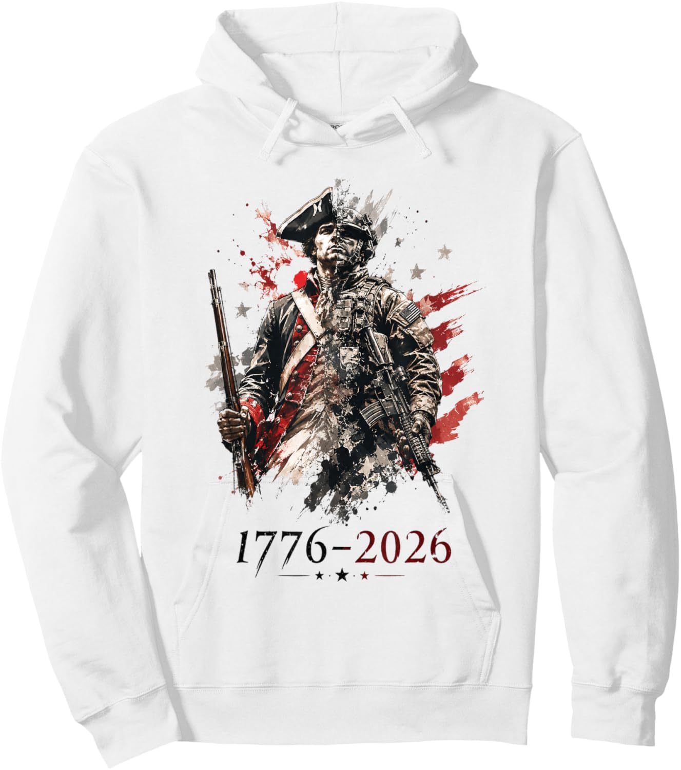 1776-2026 Patriotic Soldier 250th Anniversary 4th July Hoodie - Hoodie | White