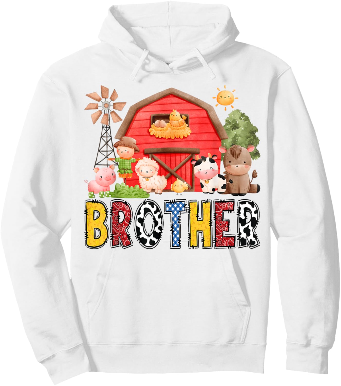 Brother Farm Cow Birthday Boy Matching Family Matching Hoodie - Hoodie | White