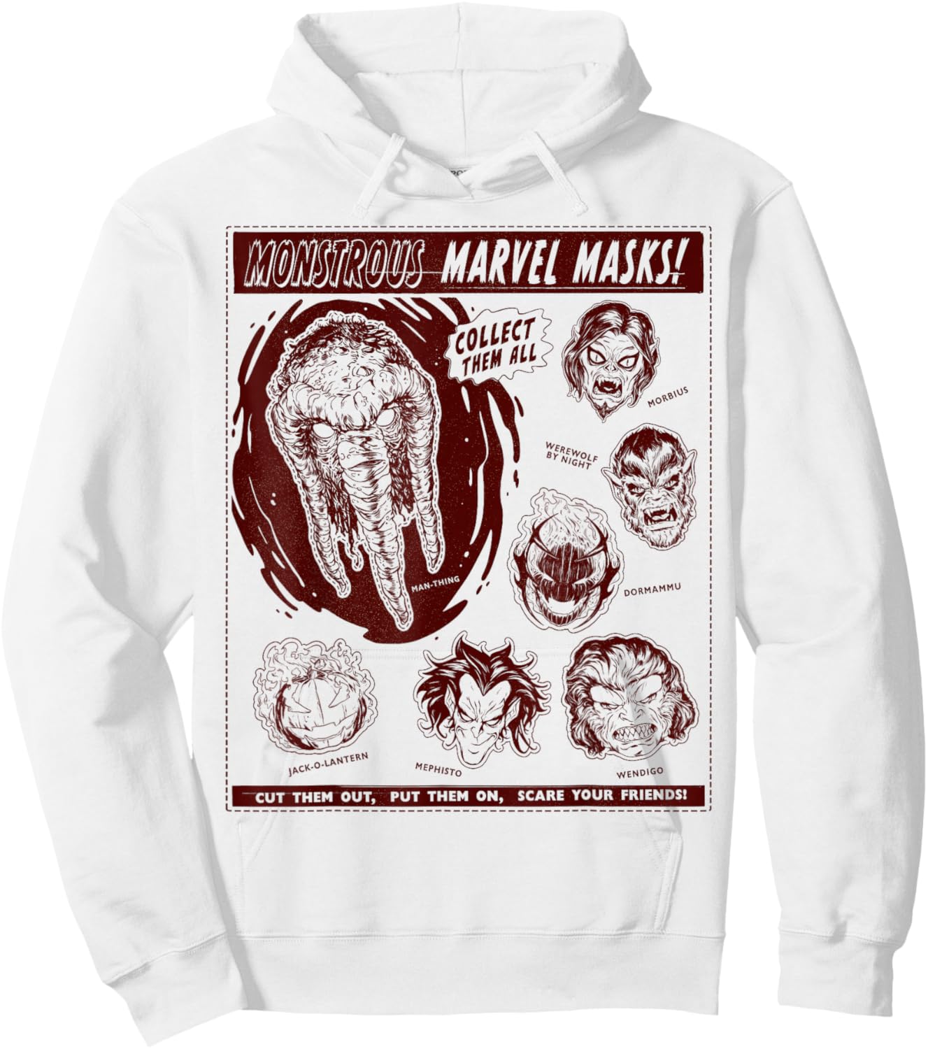 Marvel Monsters Man-Thing Monstrous Marvel Masks Halloween Hoodie - Hoodie | White