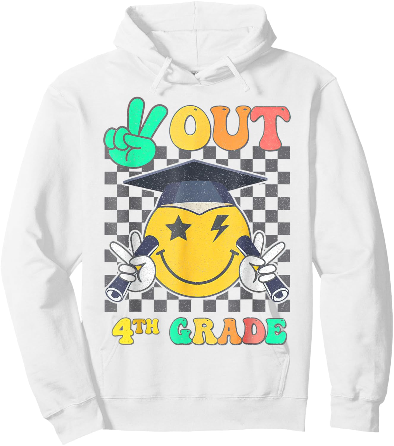 Peace Out 4th Grade Graduation Last Day School Fourth Grade Hoodie - Hoodie | White