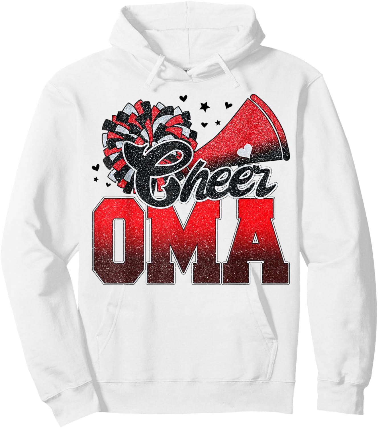 Cheer Oma Cheer Leader Gift Biggest Fan Black Red Pom Pom Hoodie - Hoodie | White