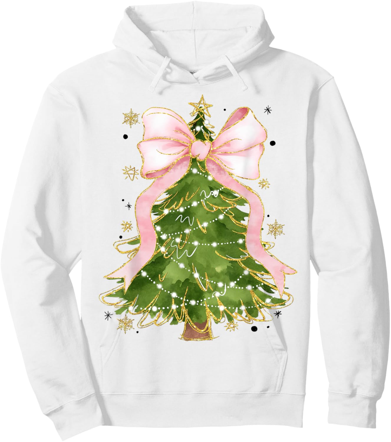 Coquette Bow Christmas Tree Xmas Holiday Girly Outfit Women Hoodie - Hoodie | White