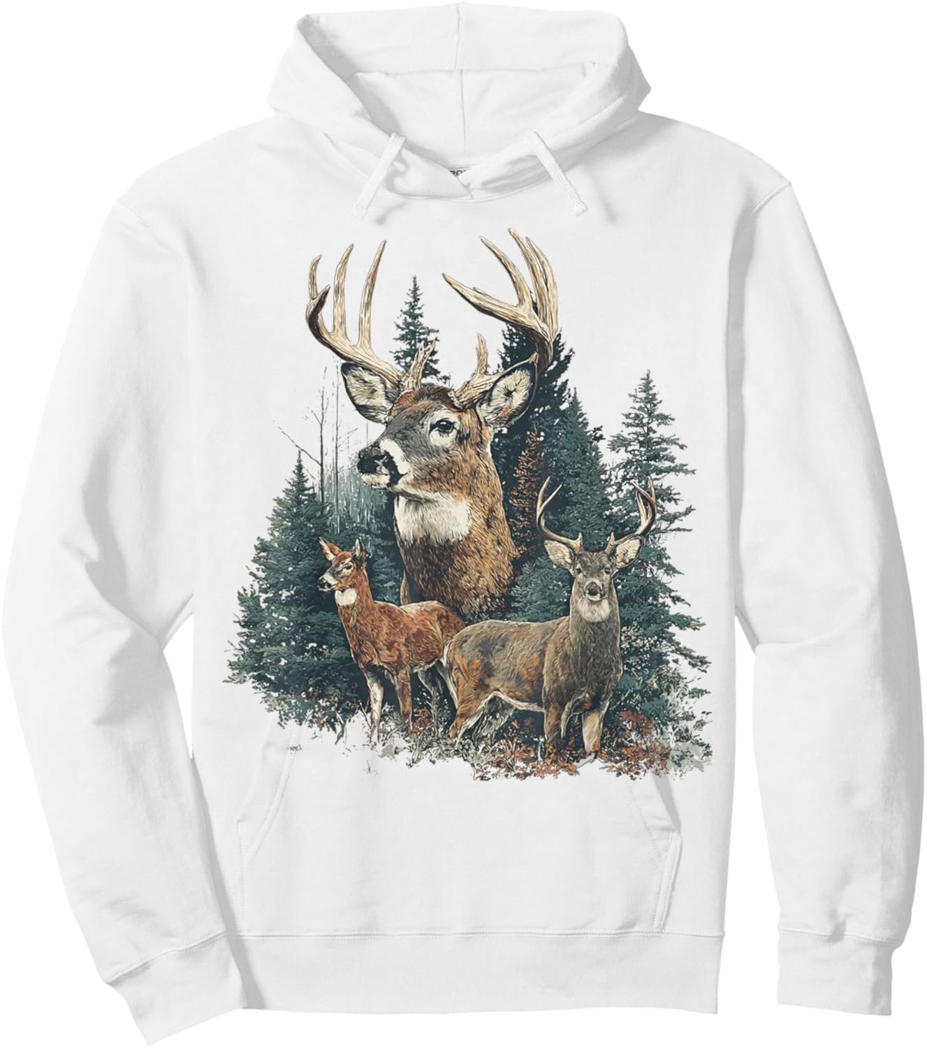 Vintage Deer 90s Graphic Style Hunter Deer Faded Nature Hoodie - Hoodie | White