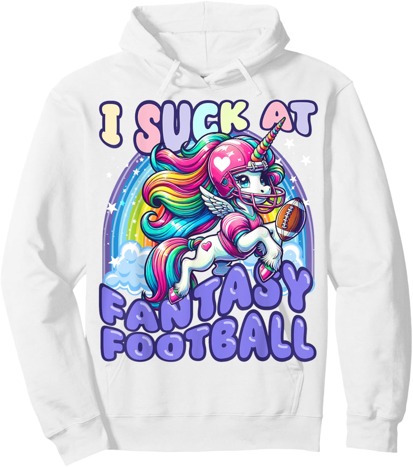 I Suck at Fantasy Football Unicorn Rainbow Loser Men Hoodie - Hoodie | White