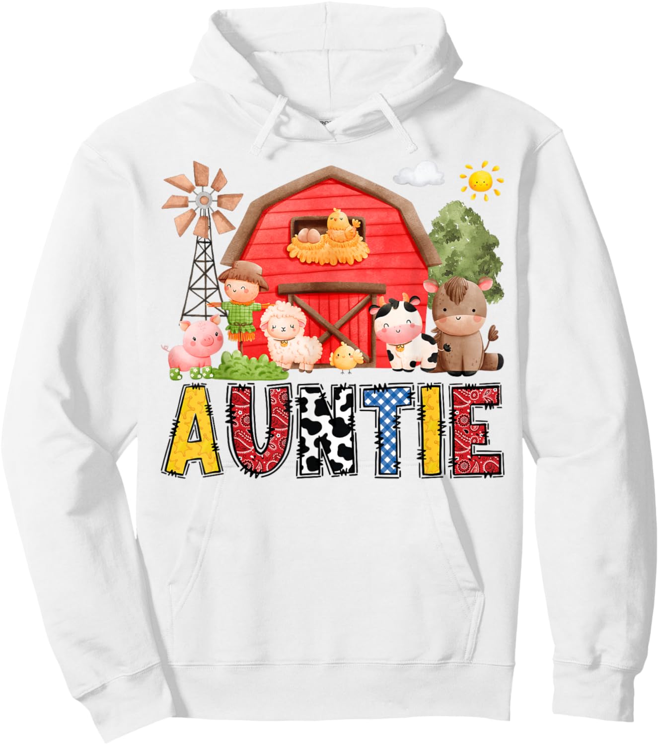 Auntie Farm Cow Birthday Boy Matching Family Matching Hoodie - Hoodie | White