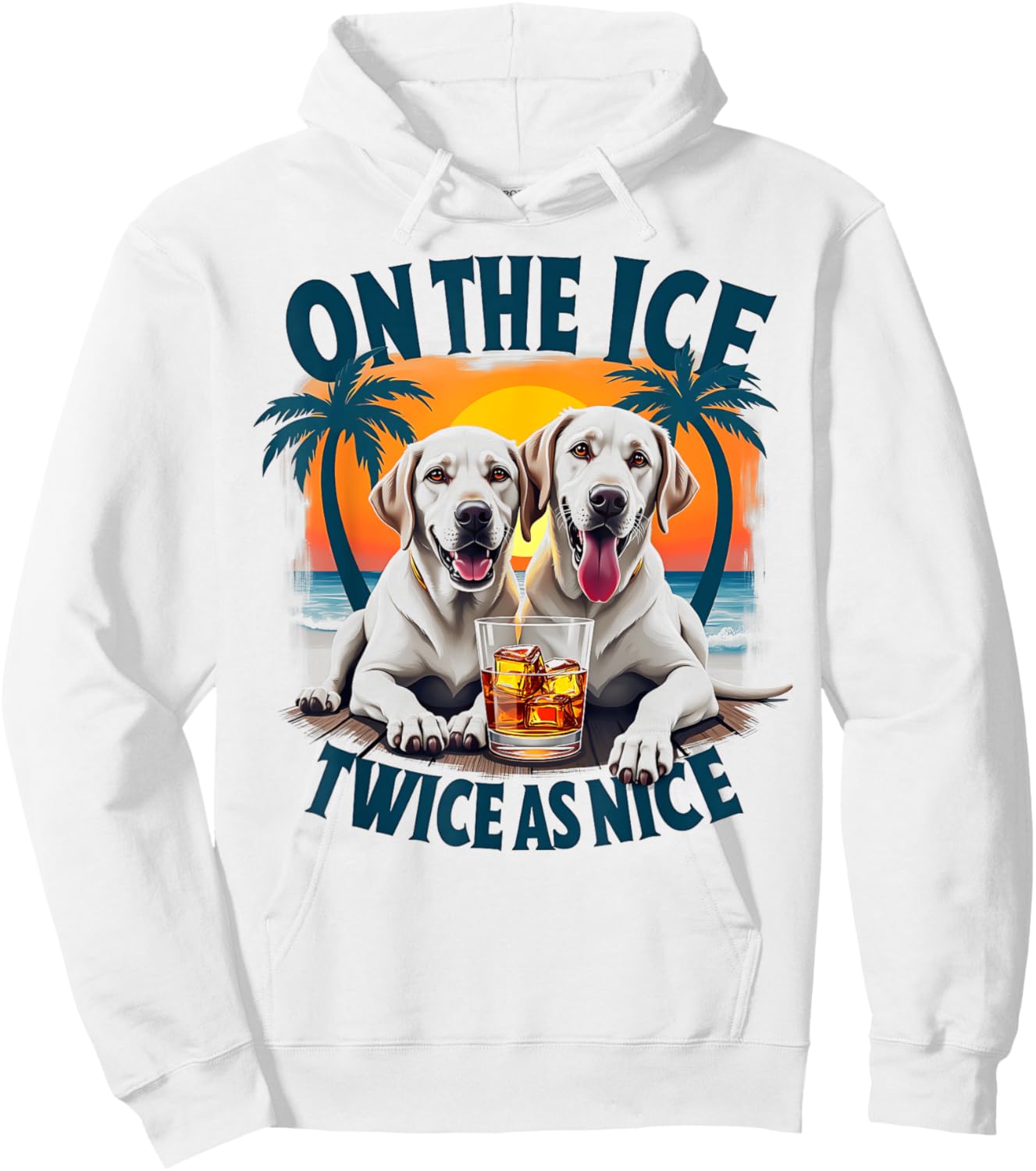 Labrador Retriever Dog Beach Vibes Tropical Sunset Design Women Kids Hoodie - Hoodie | White