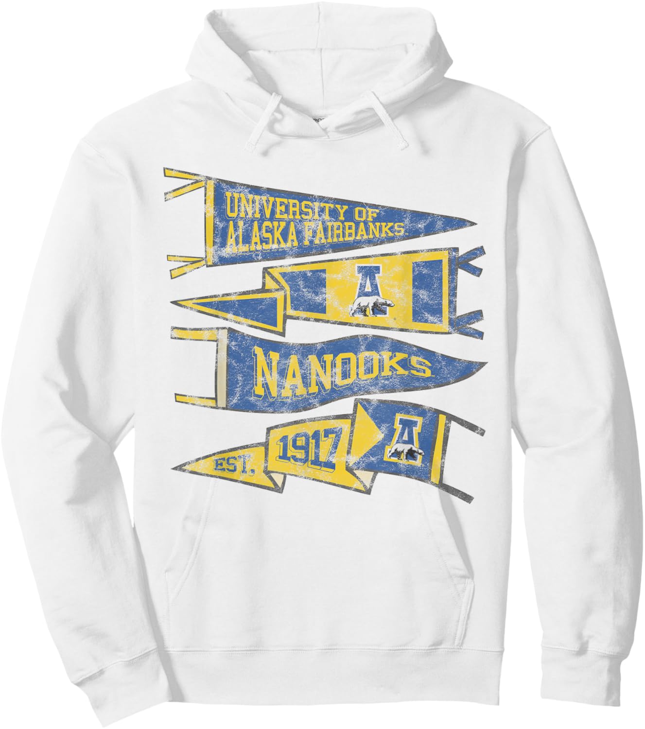 University of Alaska-Fairbanks Nanooks Distressed Pennants Hoodie - Hoodie | White