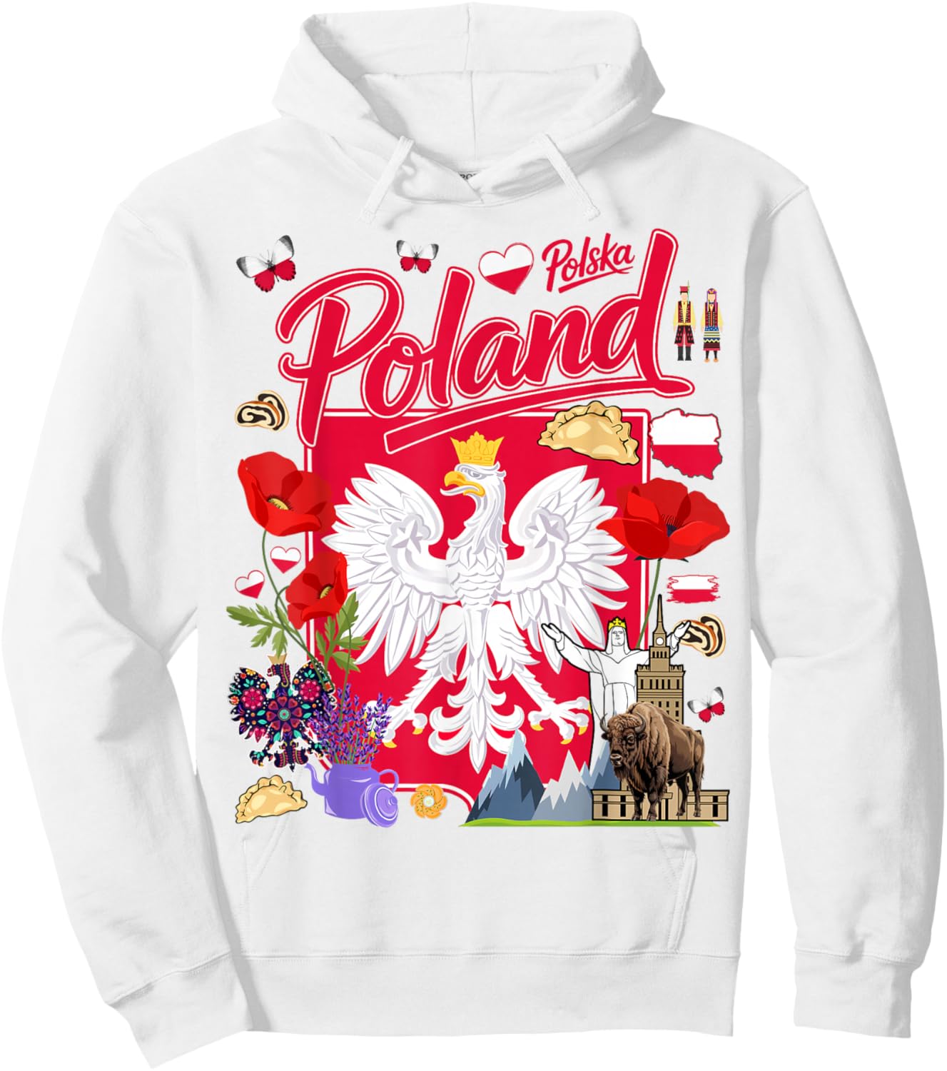 Polska Polish Flag Outfit Idea for Kids Poland Folk Themed Hoodie - Hoodie | White