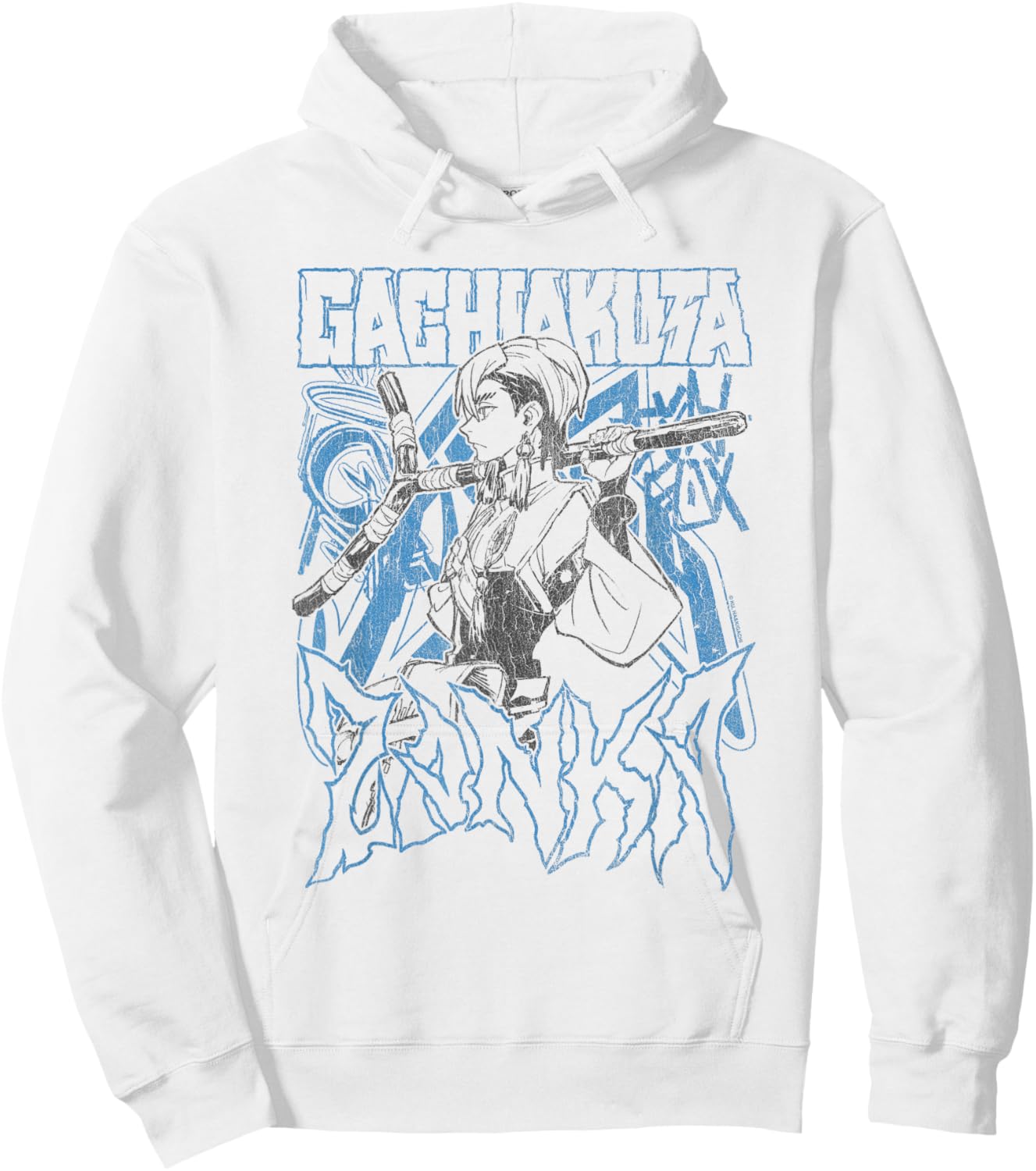Zanka Pose with Blue Logo Graffiti Anime Hoodie - Hoodie | White