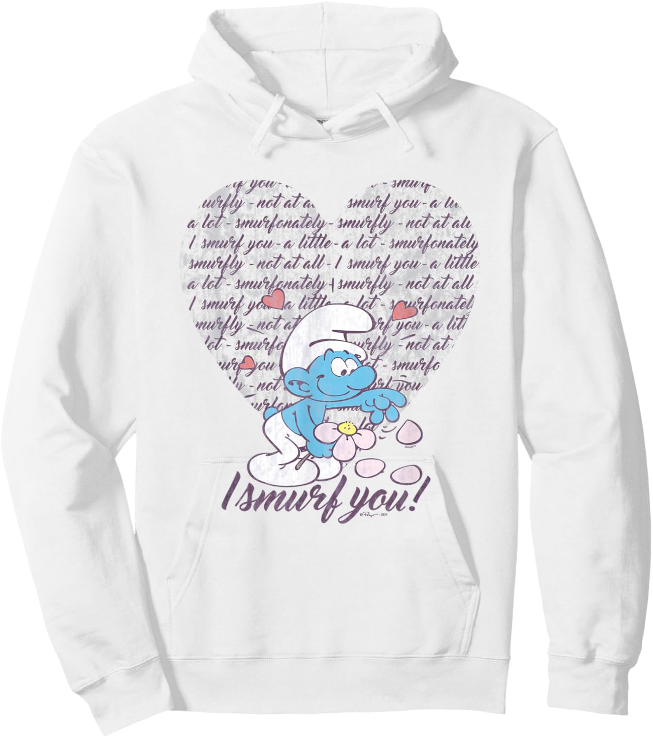 The Smurfs Valentine's Day I Smurf You! Vintage Heart Logo Hoodie - Hoodie | White