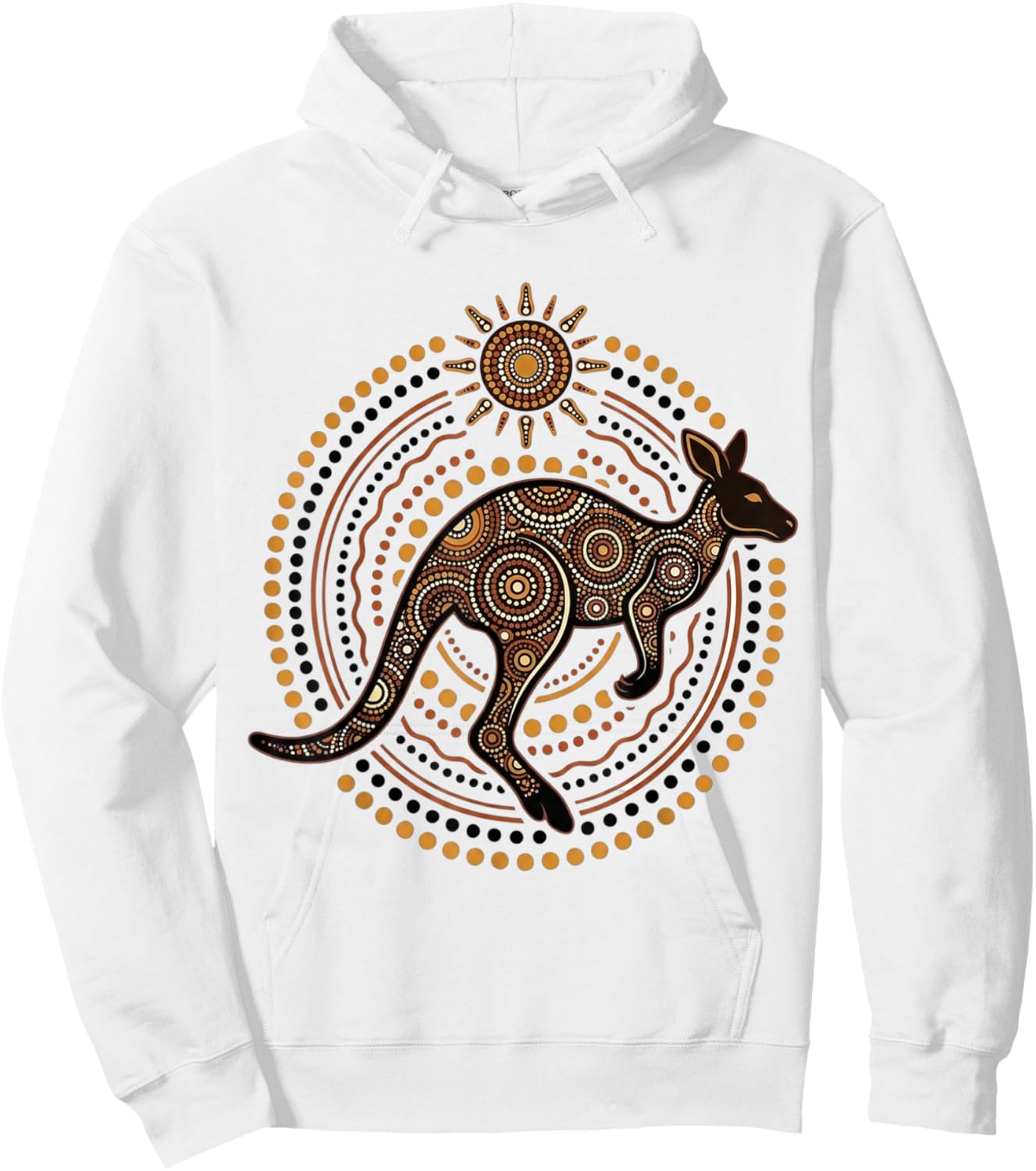 Australian Kangaroo Aboriginal Dot Art Hoodie - Hoodie | White