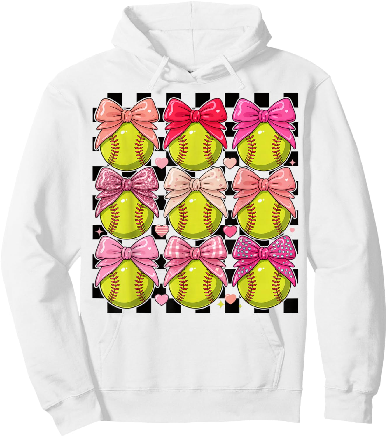 Girls Softball Pink Coquette Bow Softball Vibes Toddler Hoodie - Hoodie | White