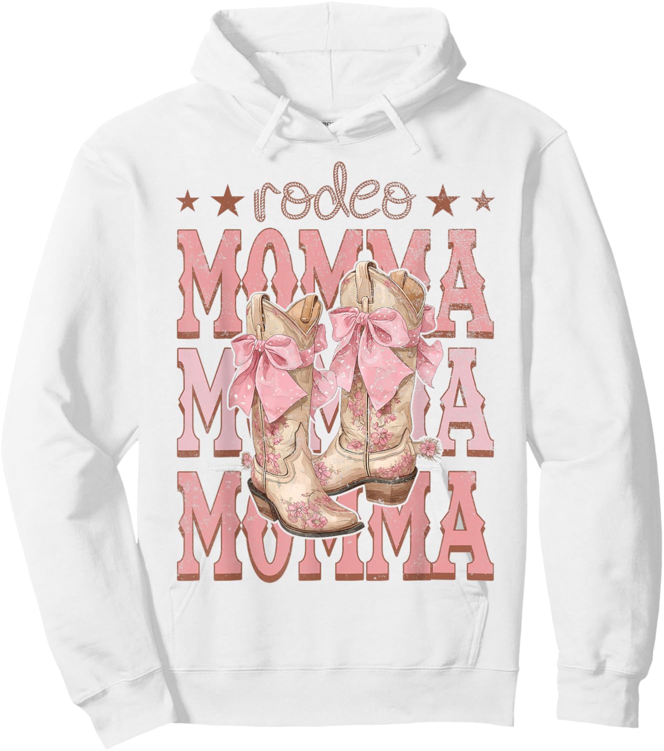 Rodeo Momma Pink Boots Coquette Cow-Girl Birthday Party Hoodie - Hoodie | White
