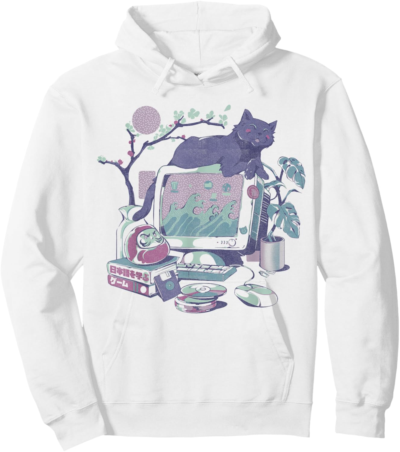 Vaporwave Desktop Collection Vintage Japanese Aesthetics Hoodie - Hoodie | White