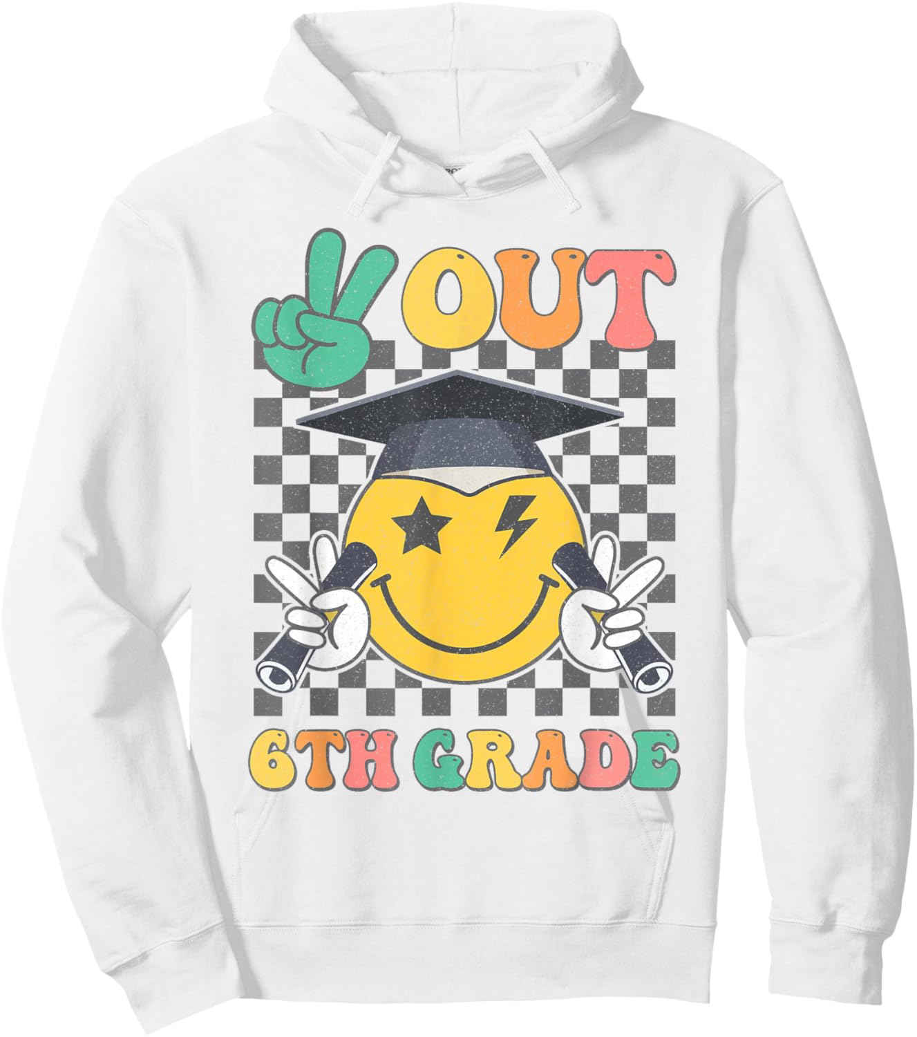 Groovy Peace Out 6th Grade Last Day of School Sixth Grade Hoodie - Hoodie | White